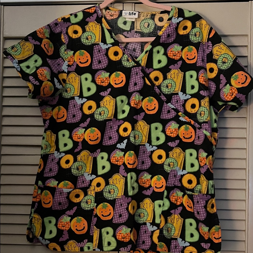 Halloween Themed women’s scrub top